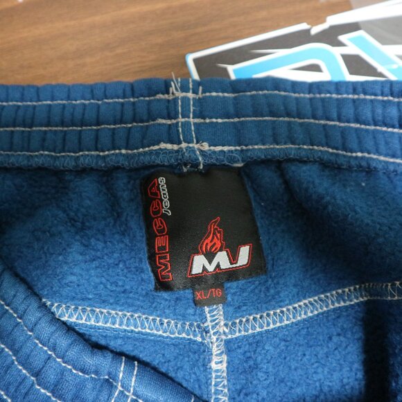 Mecca Cargo Embroidered Accent Baggy Y2K Sweatpants Blue Mens XL - Picture 8 of 8